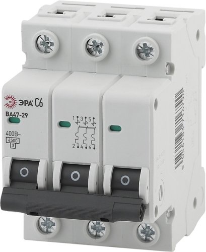 Выключатель автоматический Эра ВА47-29 3п 20А C 4,5кА фото Выключатель автоматический Эра ВА47-29 3п 20А C 4,5кА картинка